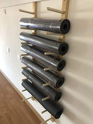 estante de la estera de yoga Soporte de Madera de La Pared del Estante de La Estera de La Yoga, Organizador de Soporte de Esterilla de Yoga de Gran Capacidad de 9 Niveles, Almacenamiento de Accesorios