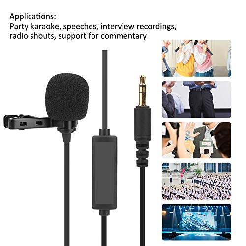 Estink Micrófono Lavalier para teléfono Micrófono de cámara Deportiva 60Hz ~ 20kHz Respuesta de frecuencia para Vloggers, cineastas, Bloggers, Youtubers, transmisión en Vivo(4.5m)