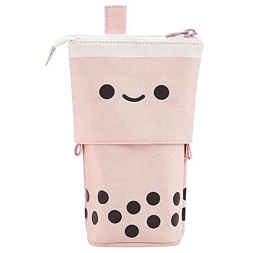 Estuche para Lápices De Lona, Telescópica Estuche para Lápices, Estuche Vertical Lapices, para Bolígrafos De Almacenamiento, Borradores, Pinceles De Maquillaje(Rosado)