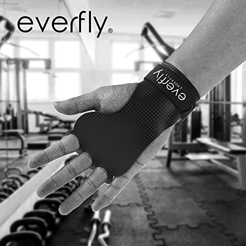 EVERFLY Calleras para Crossfit - Grips 3H Fibra de Carbono – Guantes de Gimnasio para Protección de Manos - Diseño Ergonómico Hombre y Mujer - Gym Fitness Halterofilia (M)