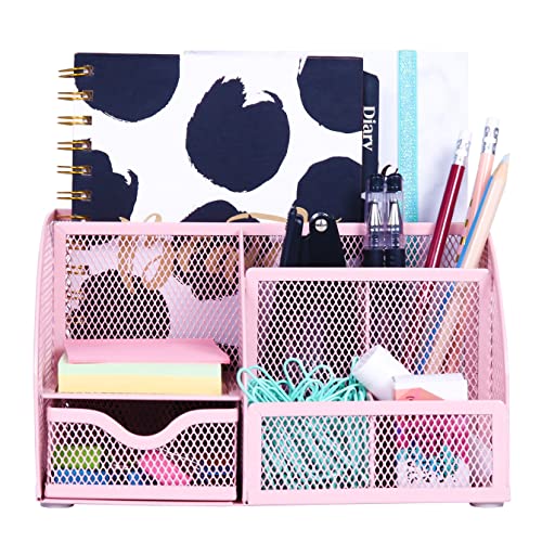 Exerz Organizador de Escritorio/ Lapiceros para Escritorio/ Escritorio ordenado/Titular de la Pluma/ Portalápices/ Sistema de Escritorio/ Organizador de Oficina (Rosa Claro)