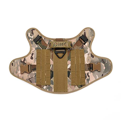 FEimaX Arnés Perro Grande Mediano Militar Chaleco de Entrenamiento Ajustable para Perros con Anillo de aleación anti-tirón y Sistema Molle Chaleco de Trabajo de Perro para Caminar Cazar (Camuflaje, L)