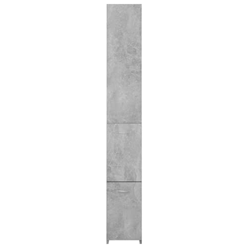 Festnjght Armario Alto para Baño Mueble Auxiliar de Baño de Estilo Moderno con 2 cajones y 2 Estantes 25x25x170 Gris hormigón
