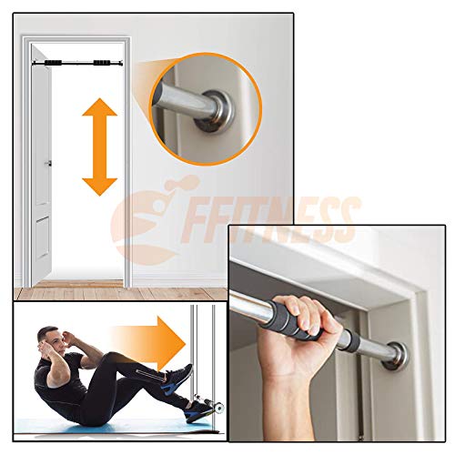 FFitness | 1 barra | Herramienta para dominadas de pared de barra 2 vías de acero inoxidable Body Crunch Puerta 60 – 100 cm Entrenamiento en suspensión Bicipitos Tricipitos pectorales abdominales