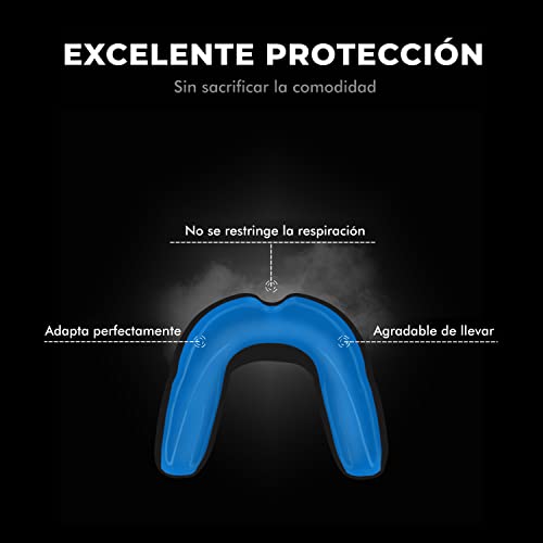 FIGHTR® Premium Protector bucal – respiración Ideal & fácil de Ajustar, protección Dental Deportiva para Boxeo, MMA, Muay Thai, Hockey y Deportes de Lucha, Incluye Caja higiénica