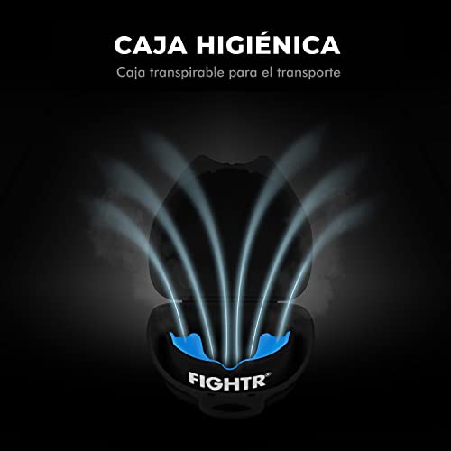 FIGHTR® Premium Protector bucal – respiración Ideal & fácil de Ajustar, protección Dental Deportiva para Boxeo, MMA, Muay Thai, Hockey y Deportes de Lucha, Incluye Caja higiénica