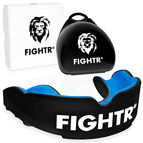 FIGHTR® Premium Protector bucal – respiración Ideal & fácil de Ajustar, protección Dental Deportiva para Boxeo, MMA, Muay Thai, Hockey y Deportes de Lucha, Incluye Caja higiénica