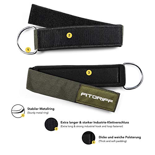 Fitgriff® Tobillera para Polea (Acolchado)- 2 Piezas Correas Tobillos Gym Cable Maquinas, Gimnasio, Fitness - Mujeres y Hombres (Dark Green)