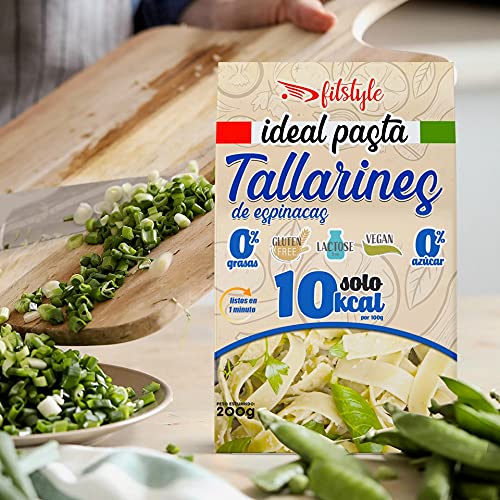 FITstyle Pasta Konjac Tallarines de Espinacas 200g | Pasta sin hidratos | Saciante y sin calorías | Ideal para dietas y perder peso | Apto para dietas Keto y Paleo