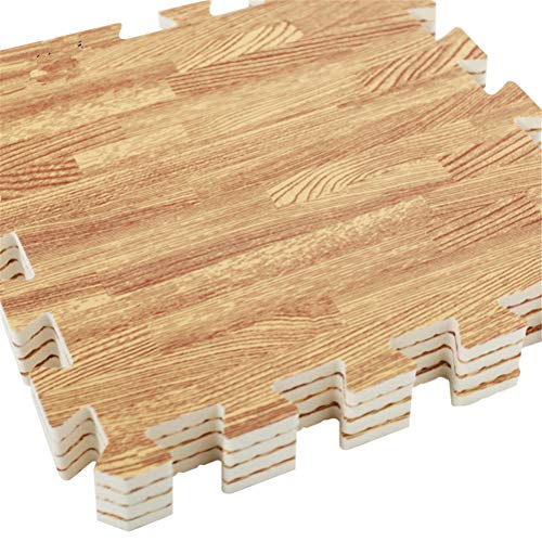 FJROnline Alfombra de suelo de grano de madera, 10 azulejos entrelazados de espuma para gimnasio y decoración del hogar, 30 cm x 30 cm