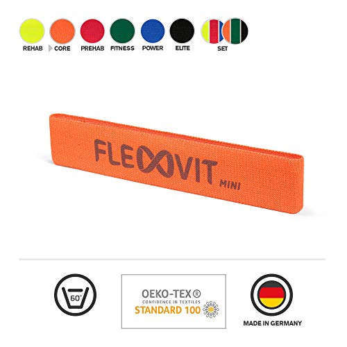 FLEXVIT Juego de 6 bandas de fitness para ejercicios de estabilización generales, estiramiento y movilización, diferentes grosores, para principiantes y profesionales, lavables
