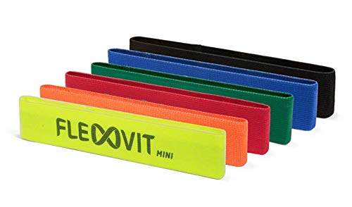 FLEXVIT Juego de 6 bandas de fitness para ejercicios de estabilización generales, estiramiento y movilización, diferentes grosores, para principiantes y profesionales, lavables