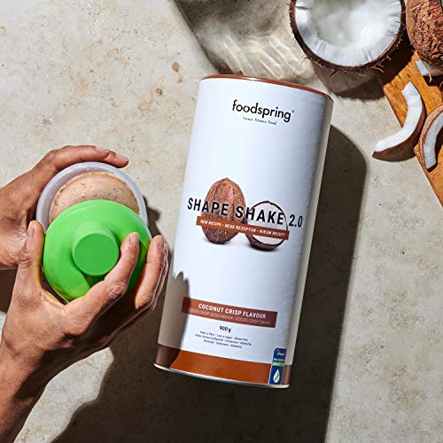 foodspring Shape Shake 2.0, Cocos Crisp, 900 g, Sustitutivo de comidas para controlar el peso, Alto en proteínas y fibras