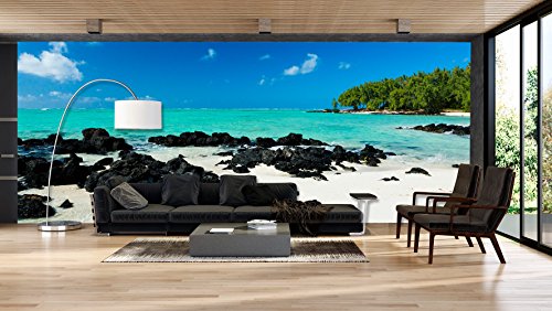 Fotomural Vinilo Pared Playa Rocosa | Fotomurales Pared | Fotomural Decorativo | Mural | Vinilo Decorativo | Varias Medidas 200 x 150 cm | Decoración comedores Salones | Motivos Paisajisticos