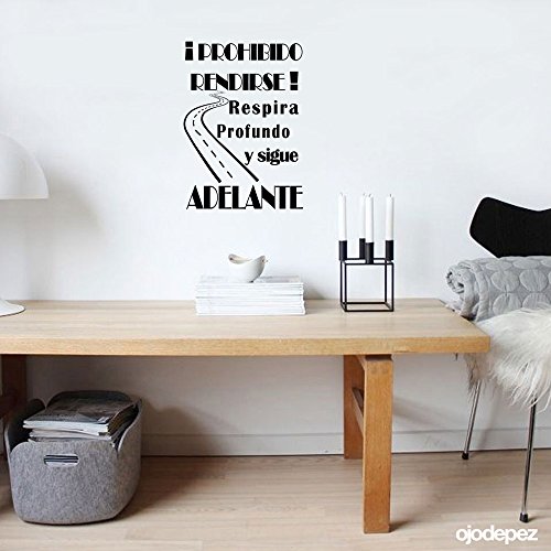 Frase Vinilo"Prohibido Rendirse." Vinilos decorativos vinilo frases motivadoras para pared. Vinilo para decorar habitaciones. Vinilos decorativos frases .Vinilos pared frases DC-16129 (30x20cm)