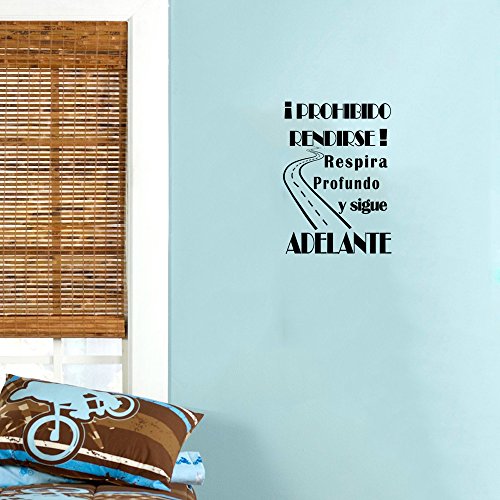 Frase Vinilo"Prohibido Rendirse." Vinilos decorativos vinilo frases motivadoras para pared. Vinilo para decorar habitaciones. Vinilos decorativos frases .Vinilos pared frases DC-16129 (30x20cm)