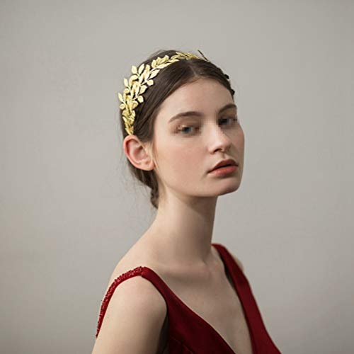 Frcolor Diadema de Hoja de Oro Diadema de Corona de Hoja de Diosa Romana Griega Diadema de Novia Diadema de Hoja de Boho Accesorios para el Cabello