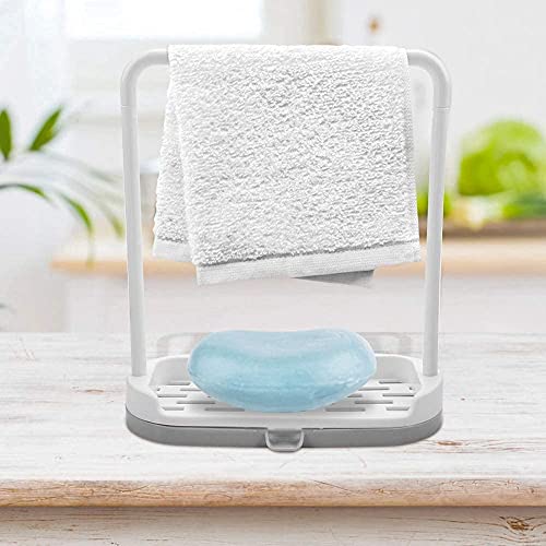 FTVOGUE Barra Desmontable de Cocina Toalla de Secado Rack Almacenamiento Organizador Rack para paño de Esponja Jabón Accesorios de baño(02)