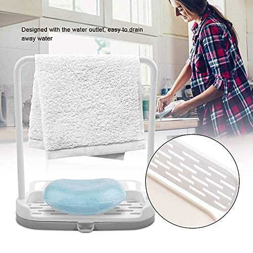 FTVOGUE Barra Desmontable de Cocina Toalla de Secado Rack Almacenamiento Organizador Rack para paño de Esponja Jabón Accesorios de baño(02)