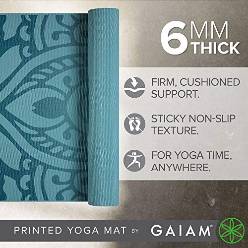 Gaiam Esterilla de yoga con impresión premium, niagra, 6 mm