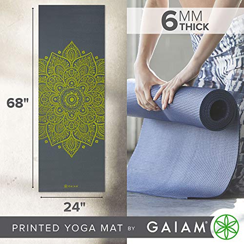 gaiam Yoga Mat Citron Sundial, Unisex, 68-Inch x 24-Inch x 5mm