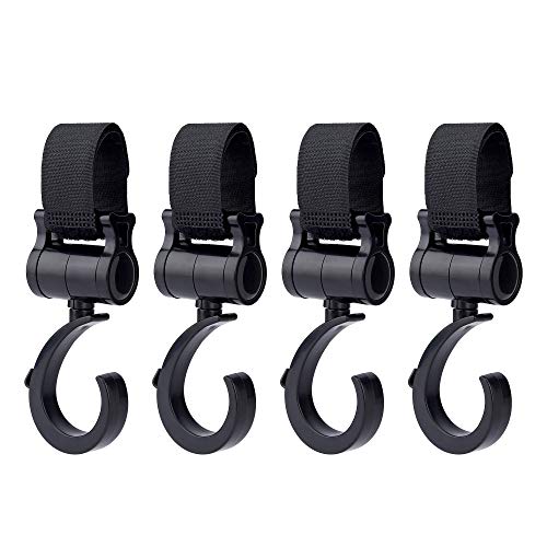 Ganchos Carrito Bebé Universal Gancho para Silla de Paseo Multiusos Gancho Para Colgar Cochecito tus Bolsas de la Compra en el Cochecito o Silla de Ruedas 4 Piezas