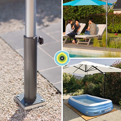 GARD & ROCK - PIE PARA SOMBRILLA COMPENSADA, amovible en aluminio - Multi-terrenos para insertar en la base de anclaje - MUEVA Y FIJE SUS SOMBRILLAS SIN COMPLICACIONES!