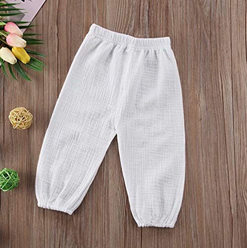 Geagodelia Baby Boy Girl Primavera Otoño Ropa gemelo niño bebé niño pequeño bebé pantalones harem elásticos (6 m – 4T) Blanco blanco 3-4 Años