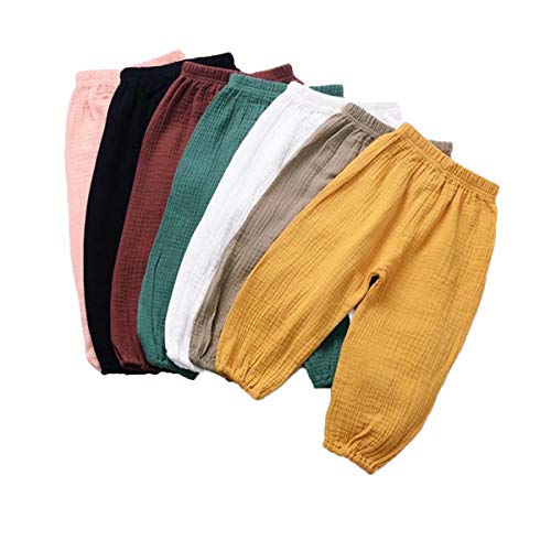 Geagodelia Baby Boy Girl Primavera Otoño Ropa gemelo niño bebé niño pequeño bebé pantalones harem elásticos (6 m – 4T) Blanco blanco 3-4 Años