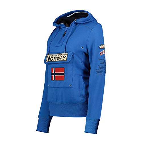 Geographical Norway GYMCLASS Lady - Sudadera Mujer Bolsillos Kangaroo - Sudadera Caliente Mujer - Suéter Abrigos Manga Larga - Hoodie Tops Casual Abrigo Estilo Azul Real M - Talla 2