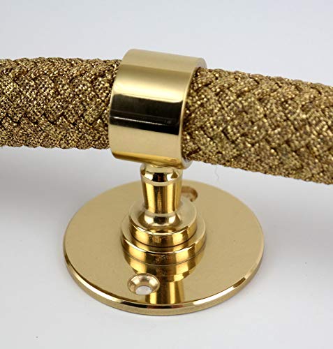 Gepotex Soporte de cuerda/soporte de pared/soporte de cuerda de latón brillante para cuerda de 25 mm – pasamanos cuerda de pasamanos – cuerda de pasamanos