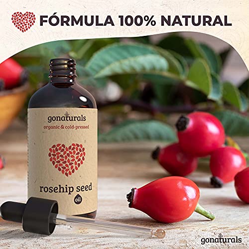 GoNaturals Aceite Rosa Mosqueta Puro - Aceite de Rosa Mosqueta para Cicatrices y Estrias - Aceite Puro Rosa Mosqueta Facial Nutritivo - Aceite de Mosqueta Bio, Hidratante para Cuerpo y Cabello, 100ml