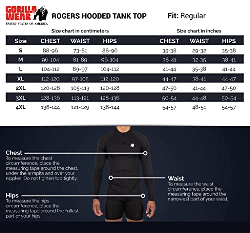 GORILLA WEAR Rogers Hooded-Camiseta de Tirantes, Negro, 4XL para Hombre