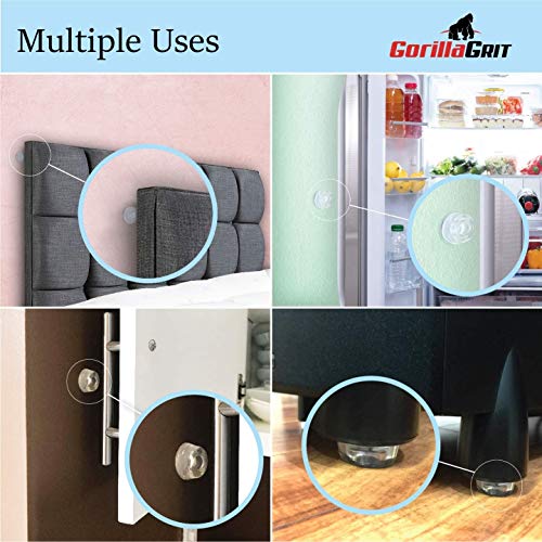 GorillaGrit Topes de perillas de Puertas Transparentes pequeños (Juego de 12) Tapones de Puertas autoadhesivos Protectores de Pared Pies de Goma para parlantes, electrónica, Muebles Claro Medio