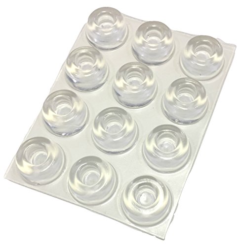 GorillaGrit Topes de perillas de Puertas Transparentes pequeños (Juego de 12) Tapones de Puertas autoadhesivos Protectores de Pared Pies de Goma para parlantes, electrónica, Muebles Claro Medio