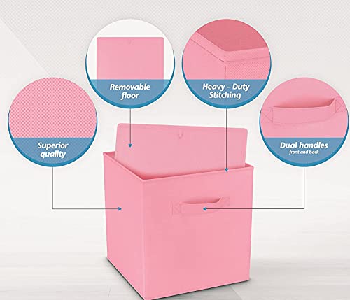 GREATOOL Caja de Almacenaje Plegable, Pack 4 Unidades, 31x31x31cm,Cajas organizadoras en Tela, Caja para organizar Ropa, Juguetes y Sábanas en Armarios (4 Unidades, Rosa)