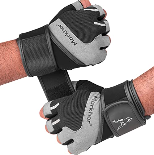 Guantes con Palma de Cuero Antideslizante para Levantamiento de Pesas,Crossfit Guantes (XL)