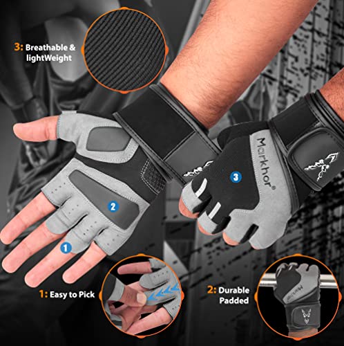 Guantes con Palma de Cuero Antideslizante para Levantamiento de Pesas,Crossfit Guantes (XL)
