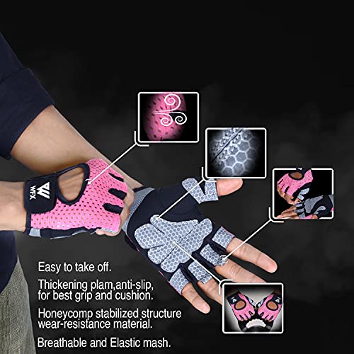 Guantes de fitness transpirables para hombre y mujer, para levantamiento de pesas, para culturismo, gimnasio, entrenamiento, crossfit, entrenamiento de fuerza (rosa, L)
