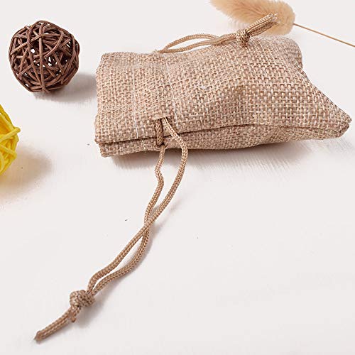 GUDOTRA Acerca de 100pcs Bolsa de Lino con Cordón para Joyería Regalos Arroz Boda Navidad Bolsitas de Tela Saco