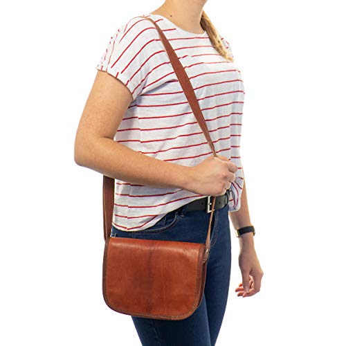 Gusti Bolso de Piel - Summer Bolso Bandolera de Cuero marrón pequeño
