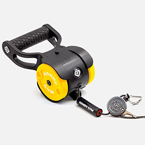 HANDY GYM Go-El Gimnasio en casa más pequeño, Potente y portátil del Mundo - Entrenamiento en casa - hasta 18 Kilos Resistencia en Menos de 1Kg-Equivalente a una Maquina de Gimnasio Multifuncional