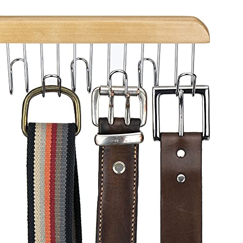 Hangerworld Percha 12 Cinturones Madera Premium Ahorra Espacio Ganchos de Metal Complementos