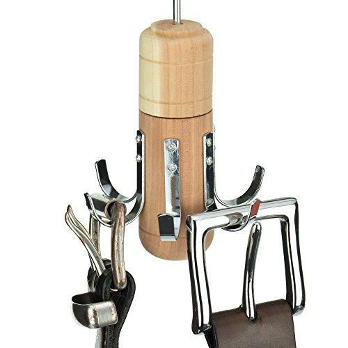 Hangerworld Percha para Cinturones Madera de Cedro Antipolilla 6 Ganchos de Metal Ahorra Espacio