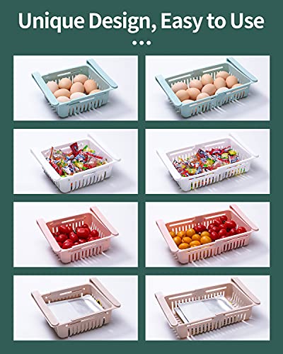 HapiLeap Frigoríficos Organizadores de Cajones - Caja de Almacenamiento del Refrigerador Mantenga el Refrigerador Ordenado Estante Soporte Contenedor de Alimentos Cestas (4 Pack)