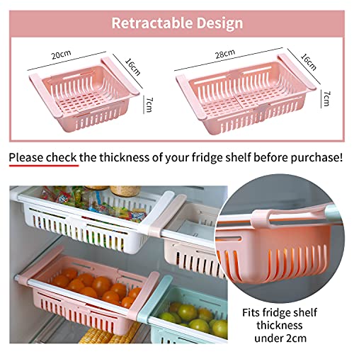 HapiLeap Frigoríficos Organizadores de Cajones - Caja de Almacenamiento del Refrigerador Mantenga el Refrigerador Ordenado Estante Soporte Contenedor de Alimentos Cestas (4 Pack)