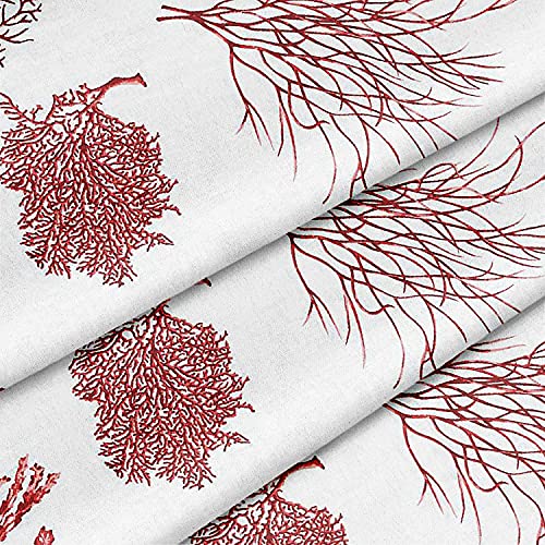 HAPPERS Loneta Estampada Diseño Coral Rojo. Venta por Metros con Ancho 280 cm