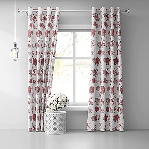 HAPPERS Loneta Estampada Diseño Coral Rojo. Venta por Metros con Ancho 280 cm