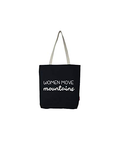 Hello-Bags. Bolso Tote. Algodón 100%. Modelo WOMENMOVE. Negro. con Cremallera, Forro y Bolsillo Interior. 37 * 38 cm. Incluye Bonito sobre Kraft de Regalo.