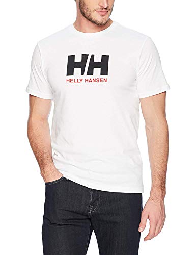 Helly Hansen T-Shirt Camiseta de Manga Corta Hecha de algodón, con Logo HH en el Pecho, Hombre, Blanco, 2XL